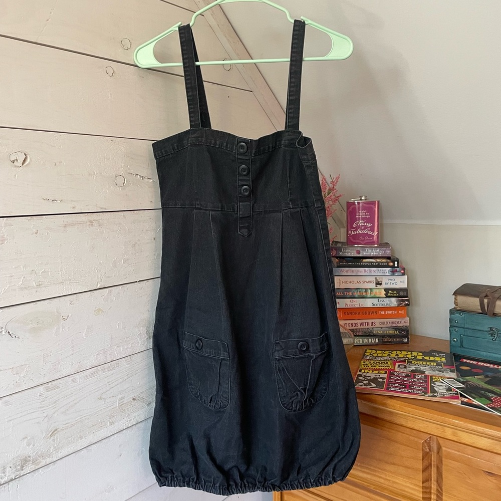 Vintage black denim babydoll dress
